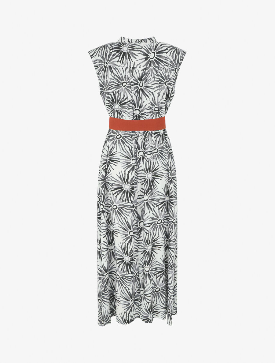 Robe évasée à boutons imprimé fleuri - Noir - 2