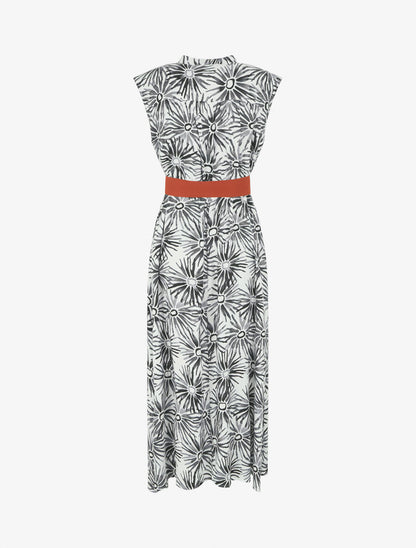 Robe évasée à boutons imprimé fleuri - Noir - 2