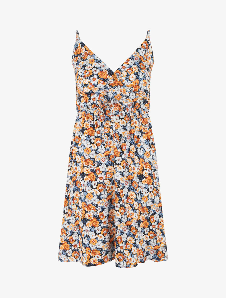 Robe mi-longue imprimé fleuri - Noir - 5