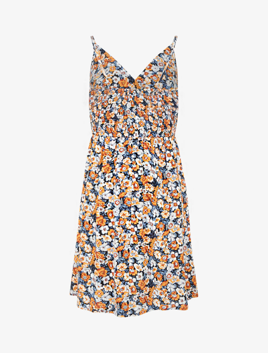 Robe mi-longue imprimé fleuri - Noir - 2