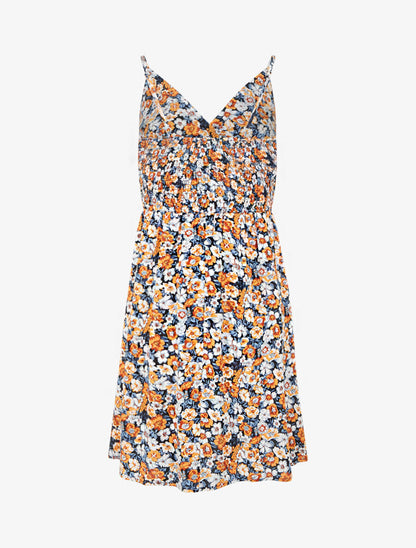 Robe mi-longue imprimé fleuri - Noir - 2