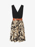 Robe mi-longue évasée imprimé tropical - Noir - 5
