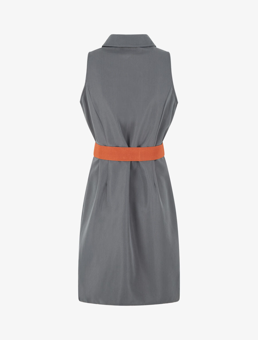 Robe unie style chemise sans manches - Gris foncé - 2