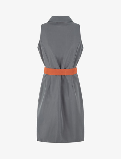 Robe unie style chemise sans manches - Gris foncé - 2