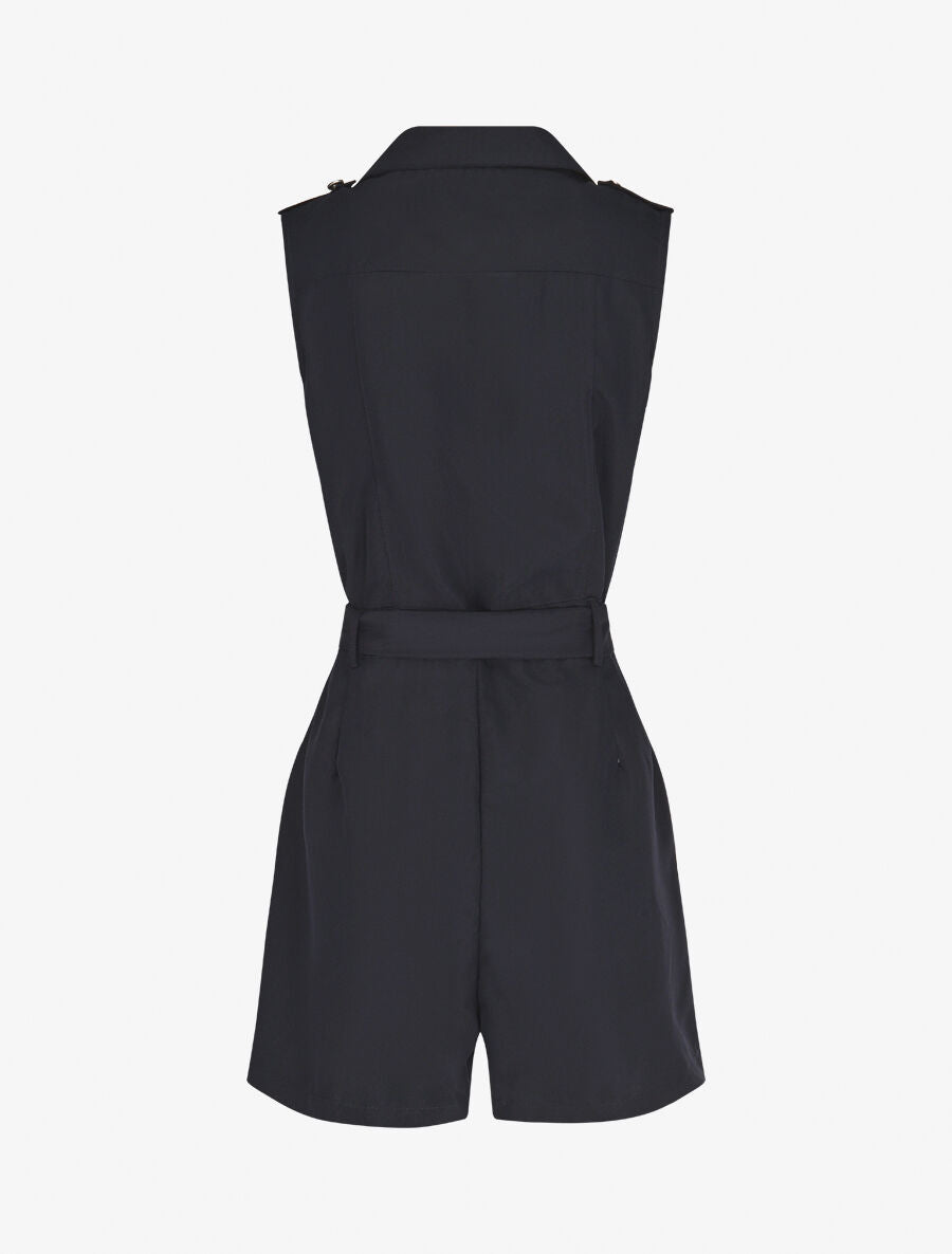 Combishort droite uni sans manches - Marine - 2