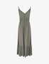 Robe longue unie à fines bretelles - Kaki - 1