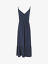 Robe longue unie à fines bretelles - Marine - 5