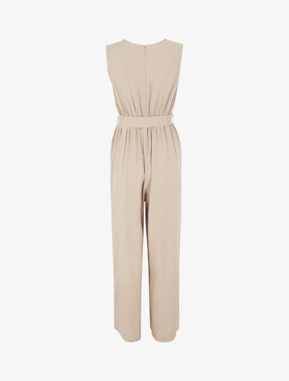 Combinaison fluide ceinturée - Beige - 2