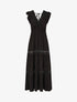 Robe longue unie ajourée - Noir - 1