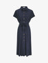 Robe chemise longue évasée et unie - Marine - 5