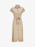 Robe chemise longue évasée et unie - Beige - 5
