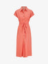Robe chemise longue évasée et unie - Corail - 1