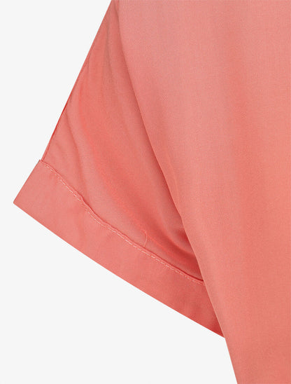 Robe chemise longue évasée et unie - Corail - 3