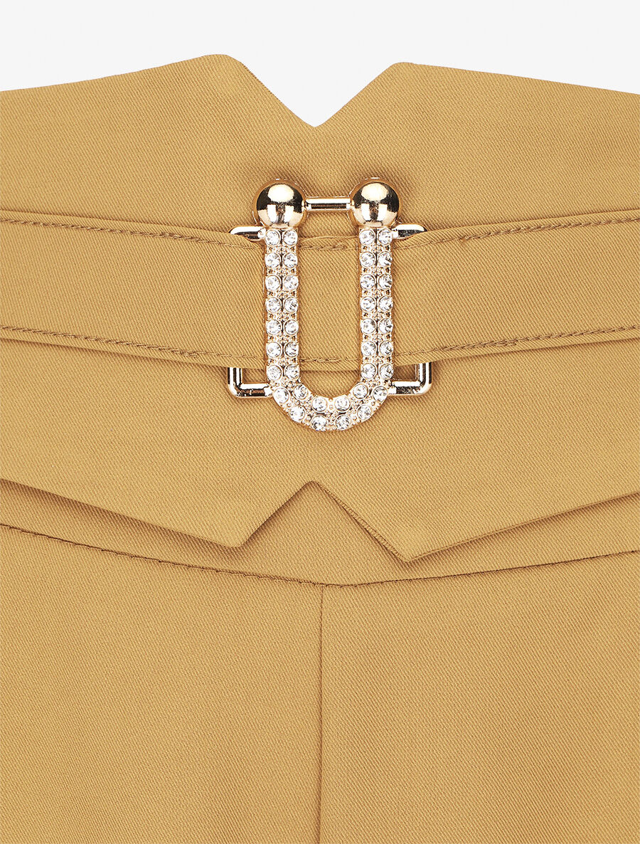 Pantalon ample taille haute à boucle fantaisie - Camel - 3