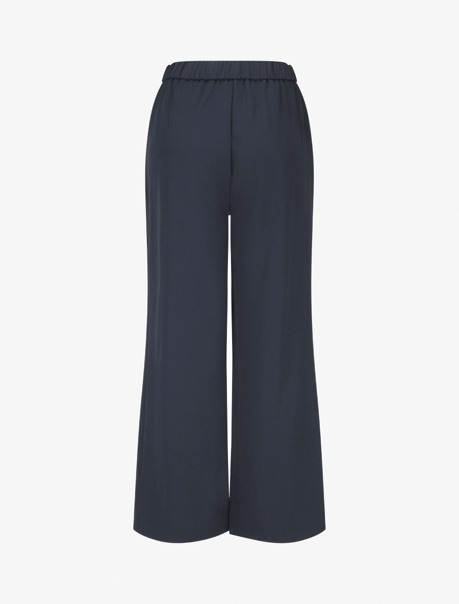 Pantalon ample taille haute à boucle style maillon - Marine - 2