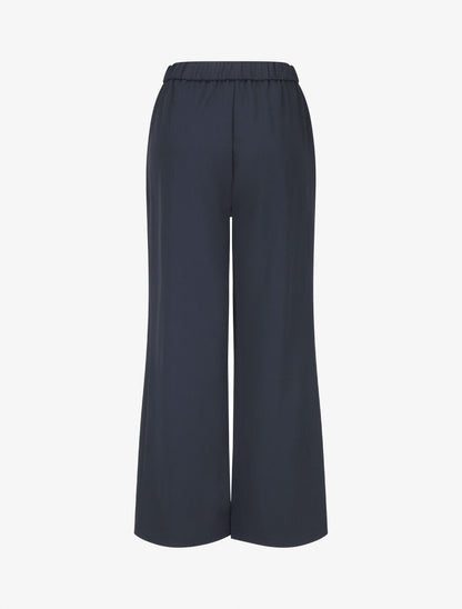 Pantalon ample taille haute à boucle style maillon - Marine - 2
