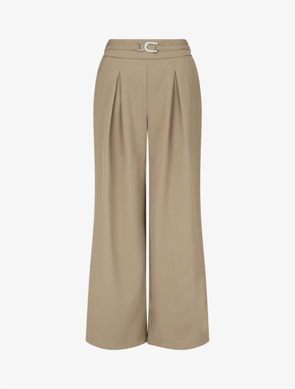 Pantalon ample taille haute à boucle style maillon - Taupe - 1