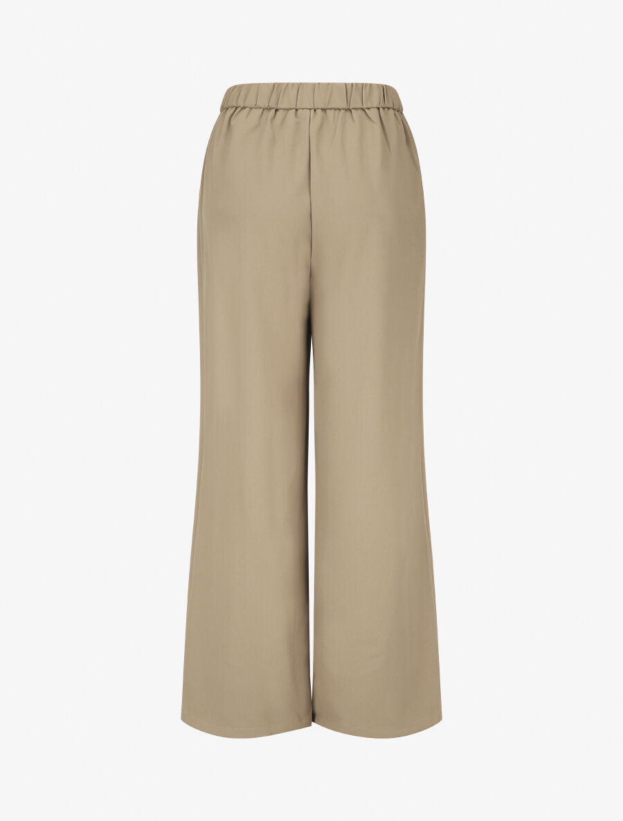 Pantalon ample taille haute à boucle style maillon - Taupe - 2