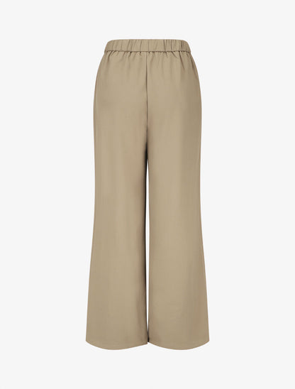 Pantalon ample taille haute à boucle style maillon - Taupe - 2