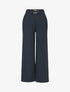 Pantalon ample taille haute à boucle - Marine - 5