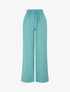 Pantalon uni élastiqué effet lin - Turquoise - 4