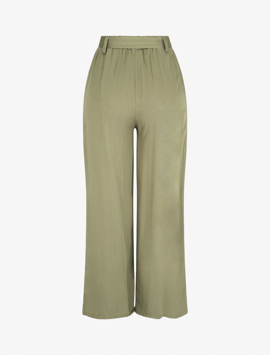 Pantalon fluide élastiqué - Kaki - 2