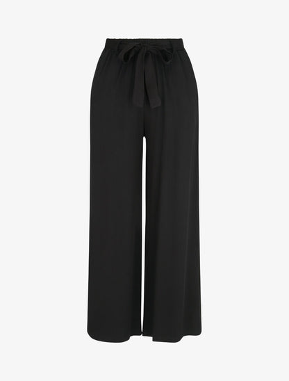 Pantalon fluide élastiqué - Noir - 1