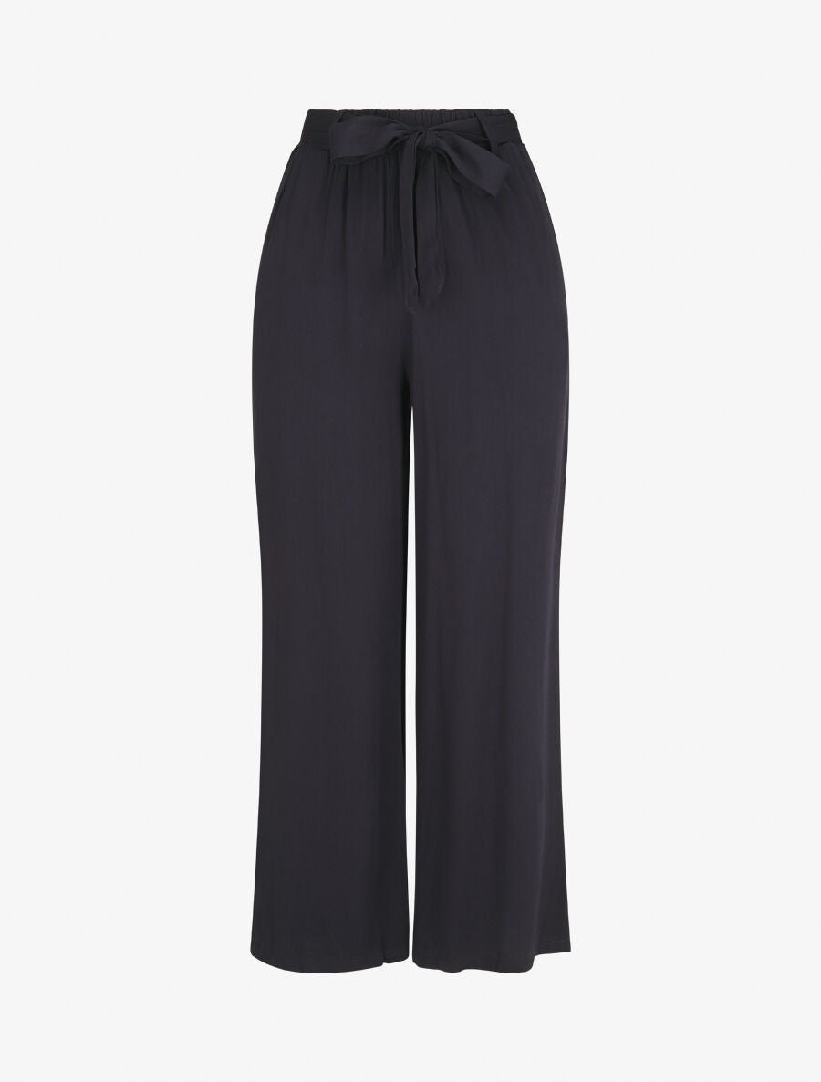 Pantalon fluide élastiqué - Marine - 1