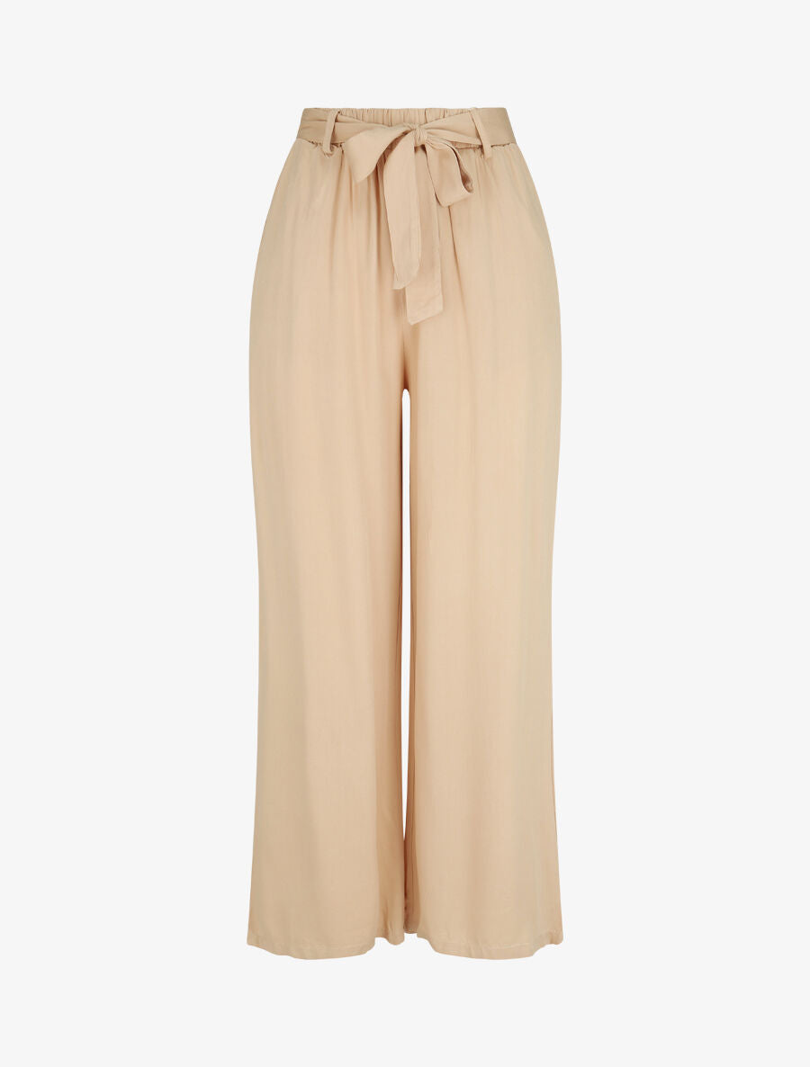 Pantalon fluide élastiqué - Beige - 4