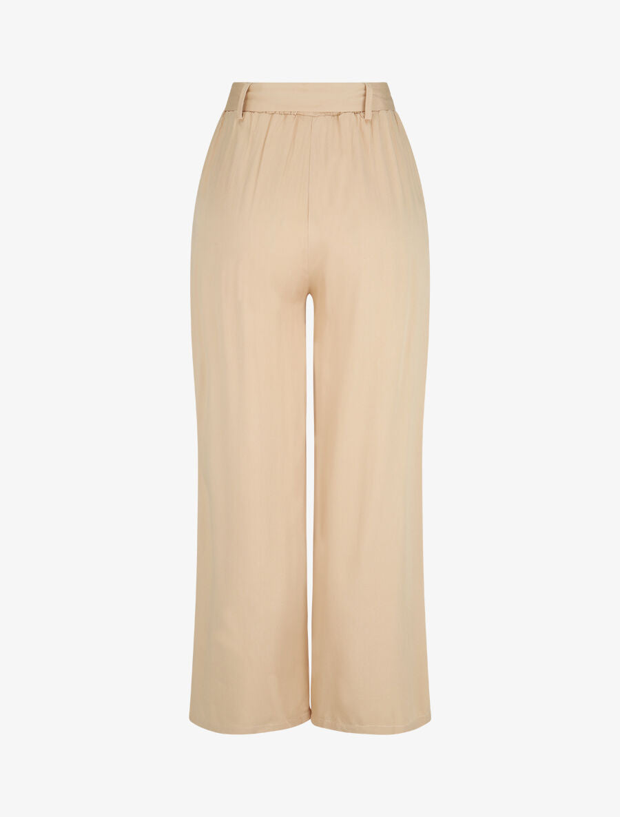 Pantalon fluide élastiqué - Beige - 2