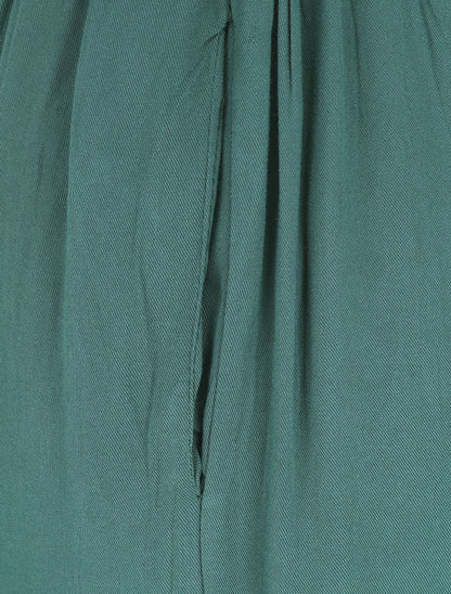 Pantalon uni fluide élastiqué - Vert sapin - 3