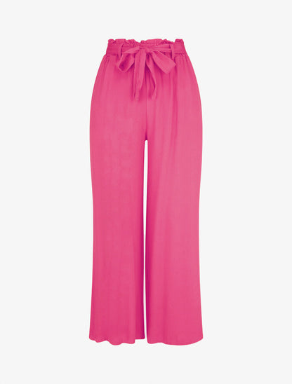 Pantalon uni fluide élastiqué - Fushia - 3