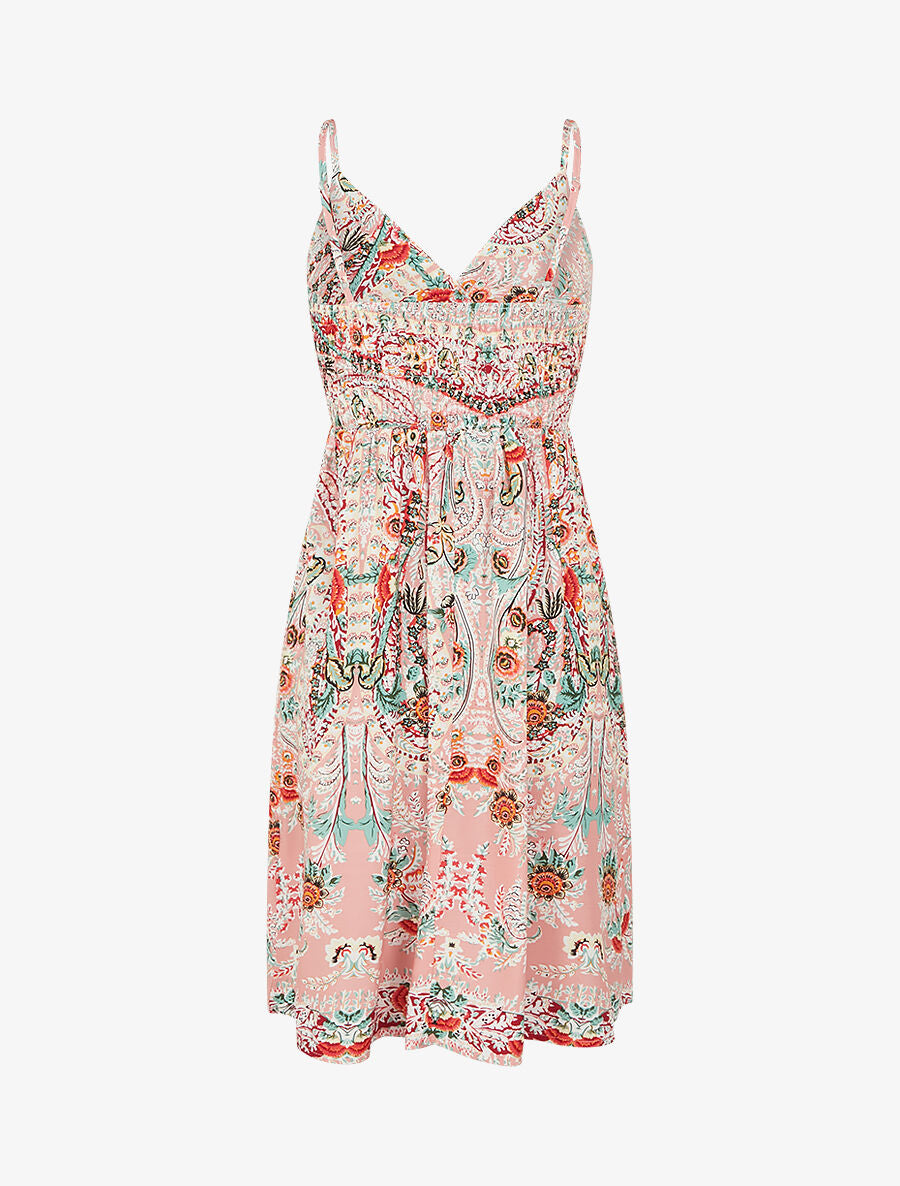 Robe courte à imprimé fleuri - Rose - 2
