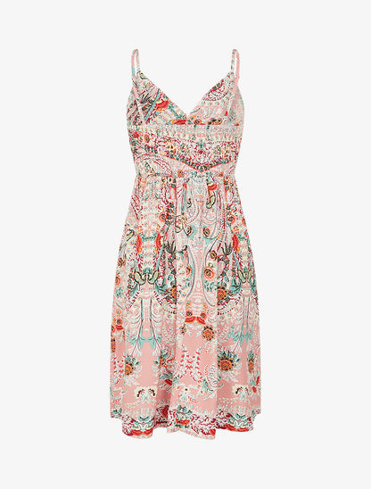 Robe courte à imprimé fleuri - Rose - 2