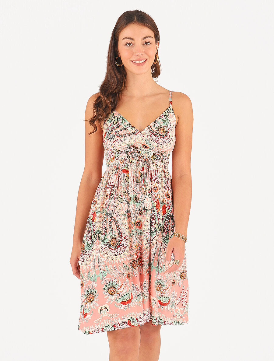 Robe courte à imprimé fleuri - Rose - 4