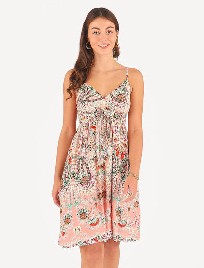 Robe courte à imprimé fleuri - Rose - 4