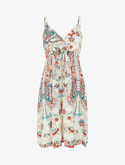 Robe courte à imprimé fleuri - Blanc - 1