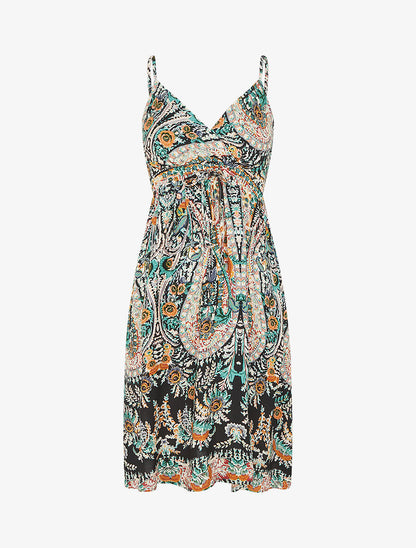 Robe courte à imprimé fleuri - Bleu nuit - 1