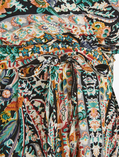 Robe courte à imprimé fleuri - Bleu nuit - 3