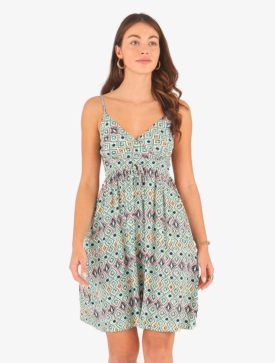 Robe courte à imprimé graphique - Vert - 4