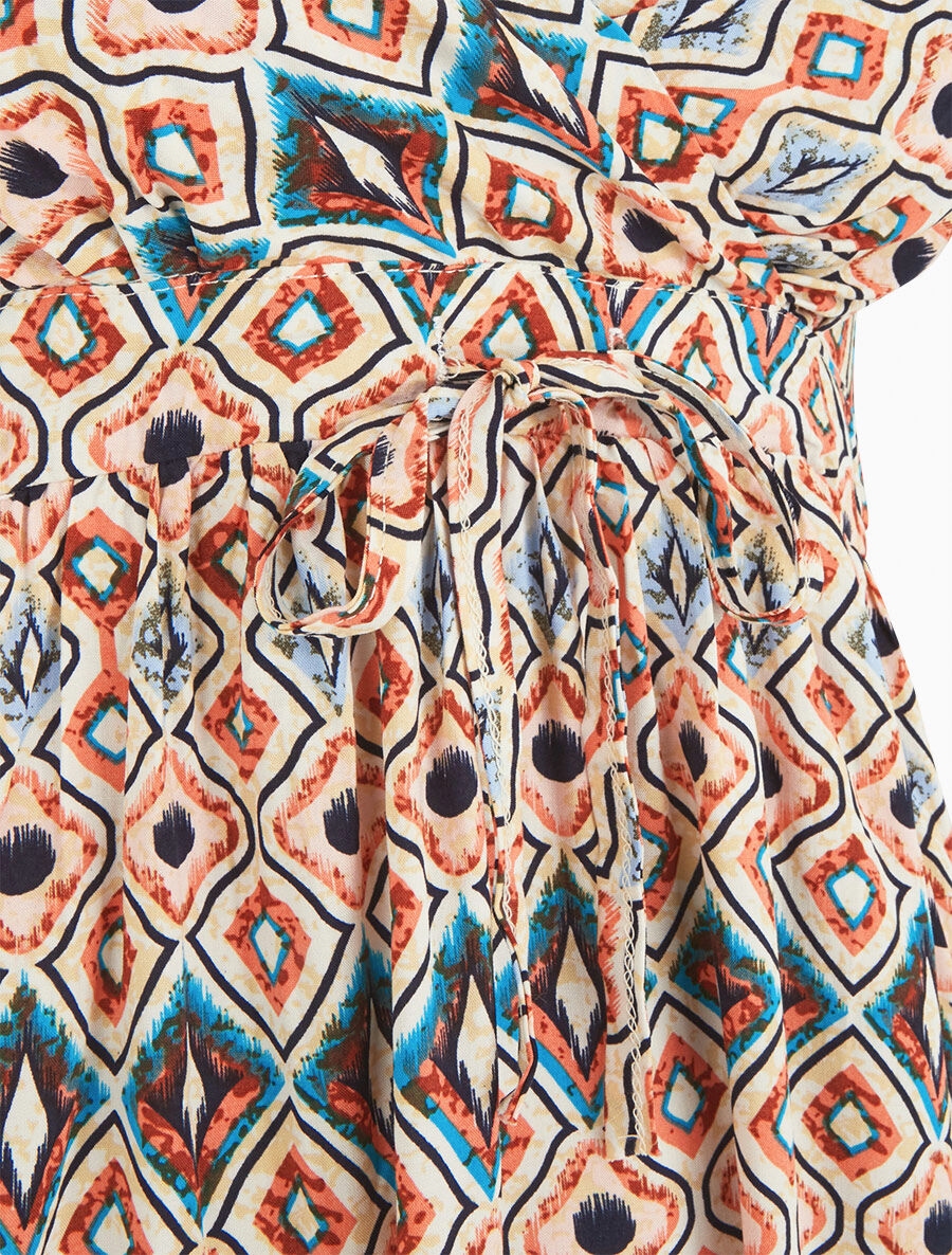 Robe courte à imprimé graphique - Orange - 3