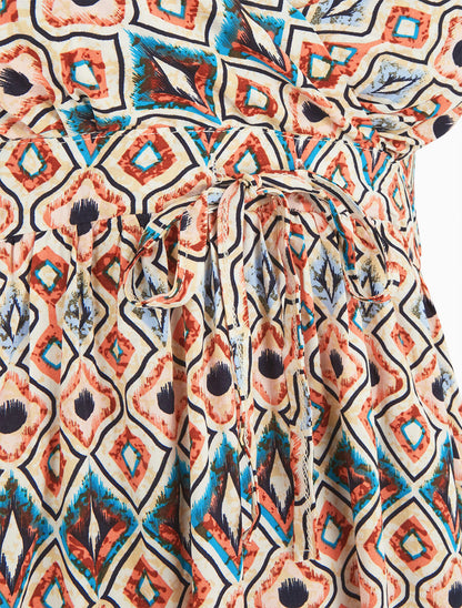 Robe courte à imprimé graphique - Orange - 3