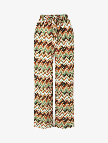 Pantalon fluide à imprimé zigzag - Vert - 4