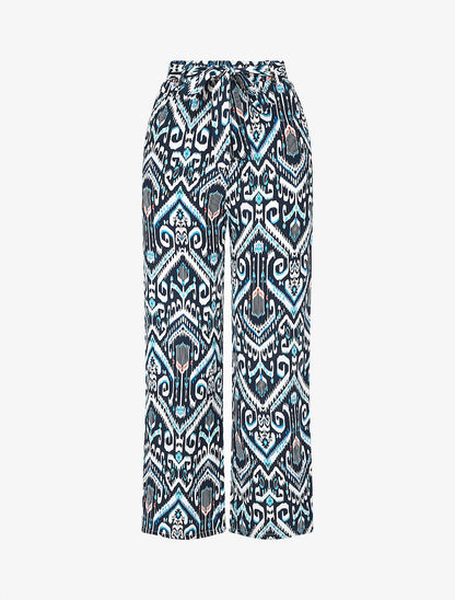 Pantalon fluide à imprimé aztèque - Marine - 1