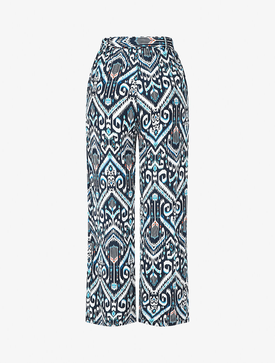 Pantalon fluide à imprimé aztèque - Marine - 2
