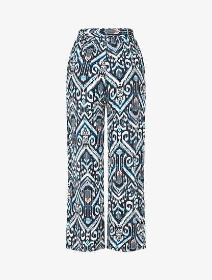 Pantalon fluide à imprimé aztèque - Marine - 2