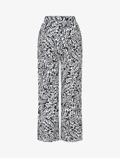 Pantalon fluide à imprimé foulard - Marine - 2