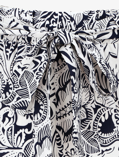 Pantalon fluide à imprimé feuillage - Marine - 3