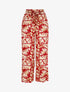 Pantalon fluide élastiqué imprimé feuilles - Rouge - 1