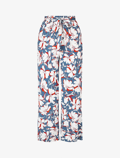 Pantalon fluide à imprimé fleuri - Bleu - 4